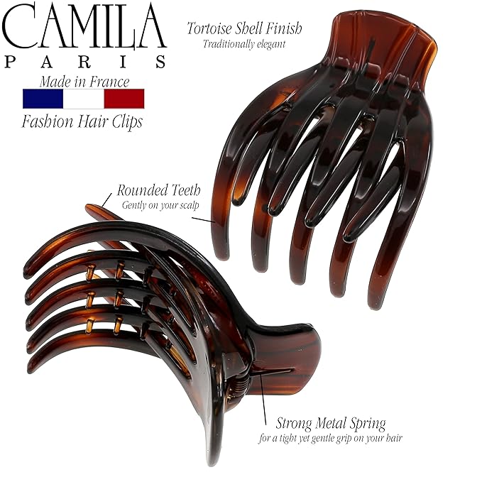 Camila Paris CP3540 French Hair Clip for Women, Hair Side Clips, 2 Inch Girls Hair Claw Clips Jaw Fashion Durable Styling Hair Accessories for Women, Strong Hold No Slip Grip, Made in France