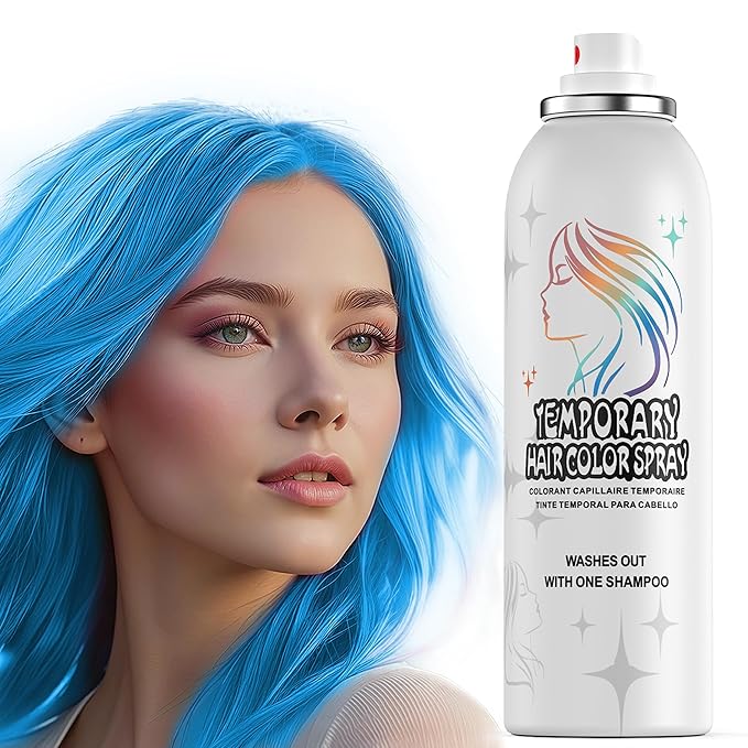 Temporary Hair Color Spray | 150ml Instant Hair Spray for Adults & Kids | Washable & Non-Sticky, Gentle Formula, Blue | Halloween, Cosplay, Costume Party, Festivals