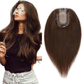 SEGO Real Human Hair Topper for Women, No Bangs Hair Topper with Anti-Slip Clips (16 Inches Medium Brown)