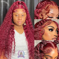 32 Inch 99J Burgundy Lace Front Wigs Human Hair 13x6 HD Deep Wave Lace Front Wigs Human Hair Pre Plucked Red Colored Frontal Curly Human Hair Wig For Women