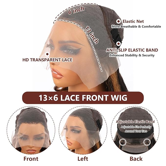 Ombre Lace Front Wig Human Hair 1B/30 Highlight Straight Wigs 13X6 Transparent Lace Frontal Glueless Wigs Honey Blonde Colored Human Hair Pre Plucked for Women 28inch