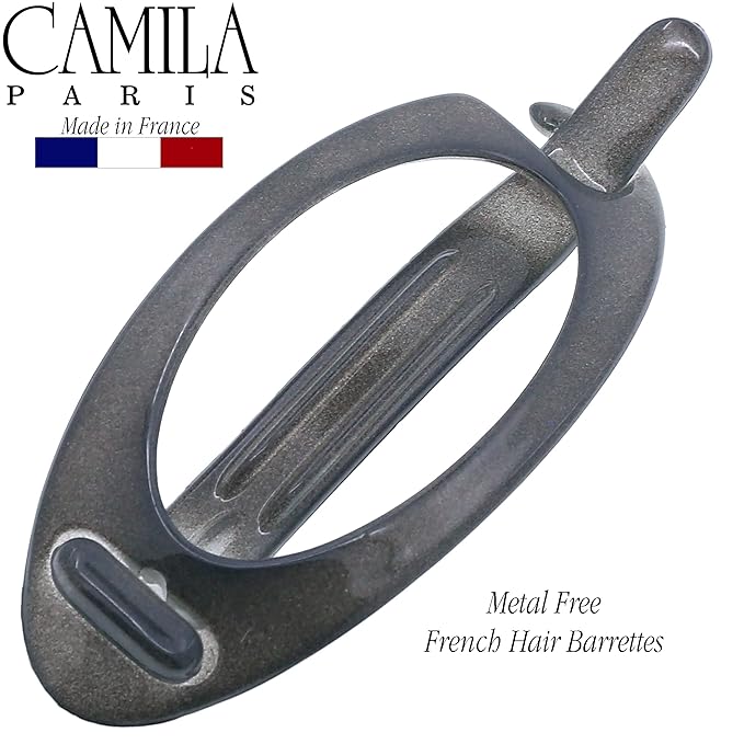 Camila Paris CP3114 French Hair Barrette Clip, Flexible Ponytail Holder No Metal Parts, Strong Hold Grip Hair Clips for Women, No Slip and Durable Styling Girls Hair Accessories, Made in France