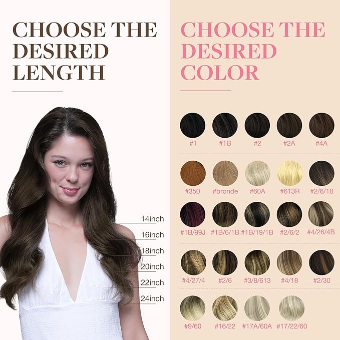 GOO GOO Tape in Hair Extensions Human Hair, 4A Chocolate Brown, 16inch 50g 20pcs, Skin Weft Seamless Invisible, Silky Straight with Thick Ends, Remy Human Hair