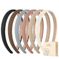 obeoby 6 Pack Trendy Headbands for Women, 0.6inch Thin Knitted Hairbands for Girls Valentines Day Outfit Women's Hair Non Slip