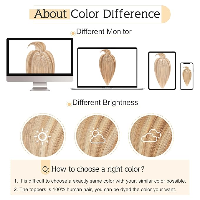 SEGO Hair Toppers for Women Real Human Hair With Bangs, 7 * 13CM Silk Base 100% Remy Human Hair Clip in Top Wiglet Hairpieces Add Volume -16 Inch Golden Brown&Bleach Blonde
