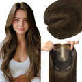 HAIR Toppers for Women Real Human Hair 6x7 inch 150 Density Base 12 inch 55grams medium dark brown Topper for Women with Thinning Hair(#4 12inch)