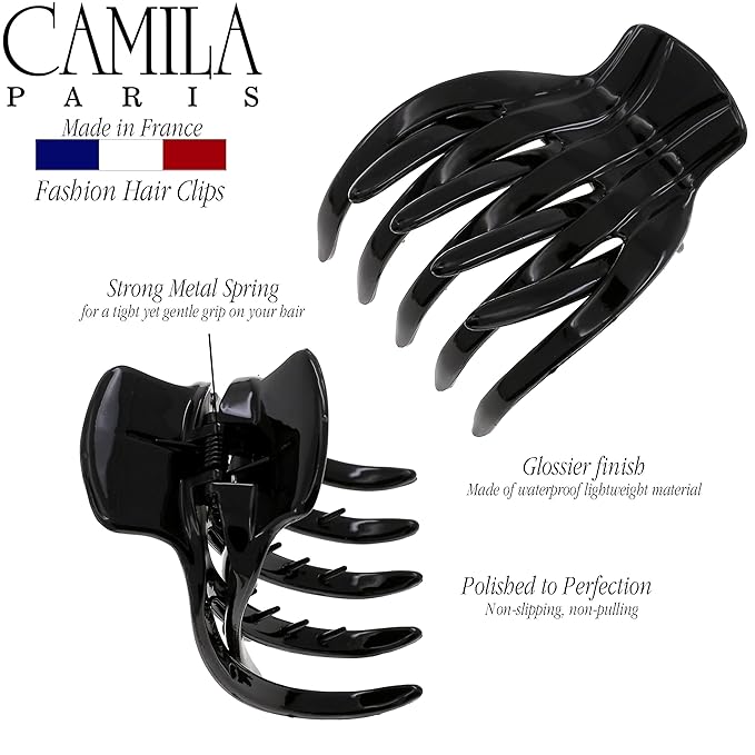 Camila Paris CP3538 French Hair Clip for Women, Hair Side Clips, 2.5 Inch Girls Hair Claw Clips Jaw Fashion Durable Styling Hair Accessories for Women, Strong Hold No Slip Grip, Made in France