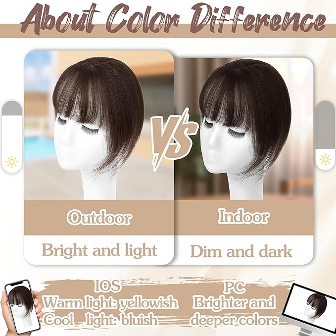 Hair Toppers for Women Real Human Hair - 360° Coverage Dark Brown Clip In Topper with Bangs for Thinning Hair Upgraded 5×9 cm Silk Base Ideal for Everyday Use