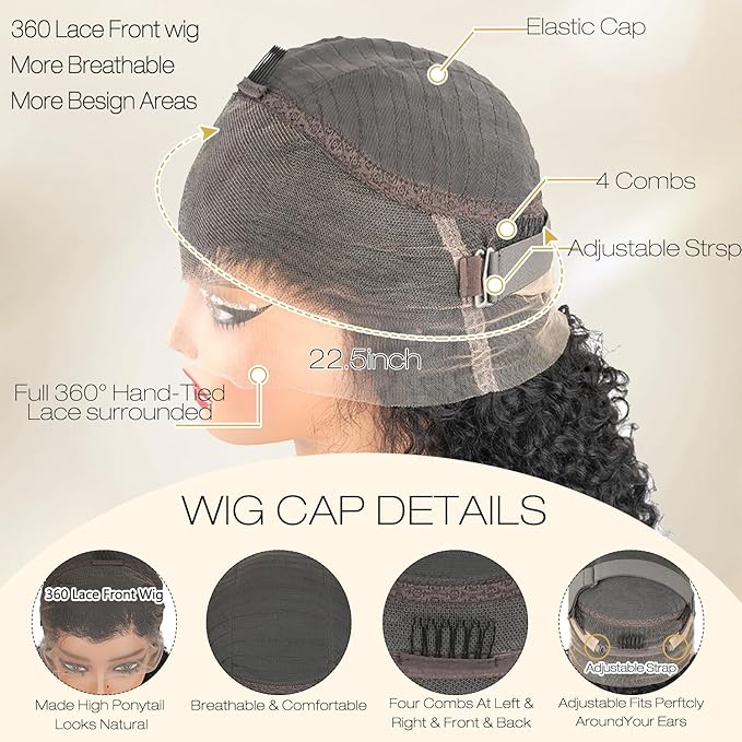 Burmese Curly Human Hair Wig with Spiral End 200% Density 360 Full HD Lace Front Wigs Human Hair Water Wave Wigs for Women 30Inch Pre Plucked with Baby Hair Tiny Knots Natural Black