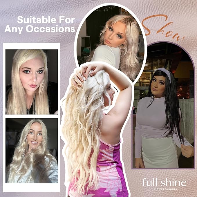 Full Shine Tape in Weft Hair Extensions Human Hair Color 16 Highlight 22 Blonde Genius Pu Genius Weft Double Sided Tape in Weft Invisible Tape ins Extensions 18Inch 50G One Piece for Daily Office Look