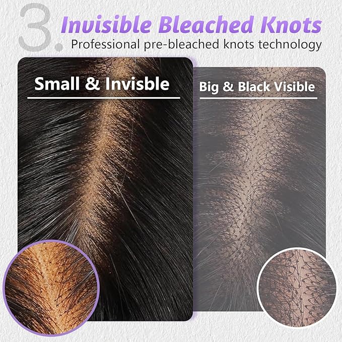 SKINLIKE Real HD Lace Wig,13x4 Full Frontal 0.10mm Ultra-thin HD Lace Vivid Clean Pre Plucked Hairline Bleached Knots Body Wave True 200% Density Unprocessed Human Hair Wigs 32 Inch