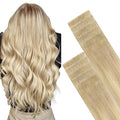 GOO GOO Invisi Edge Tape in Hair Extensions Human Hair, 18ET90A Natural Blonde Balayage, 10pcs 18inch 25g, Virgin Remy Hair, Seamless Injected Tape, Natural Look