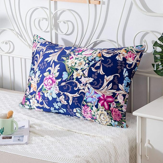 SLPBABY Silk Pillowcase for Hair and Skin with Hidden Zipper Print (Standard, Pattern4)