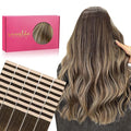 WENNALIFE Tape-in Hair Extensions, 40pcs 100g 14 inch Balayage Chocolate Brown to Honey Blonde, Reusable Real Human Hair Straight Tape-in Extensions