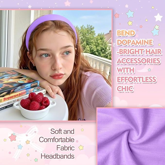 8Pcs Headbands for Women Girls Valentines Day Gifts, Stretchy Soft Neon Head Bands GiftSet Woman Gift for Her Fashion Hair Accessories hairband Galentines Gifts Christmas Easter Basket Stuffers