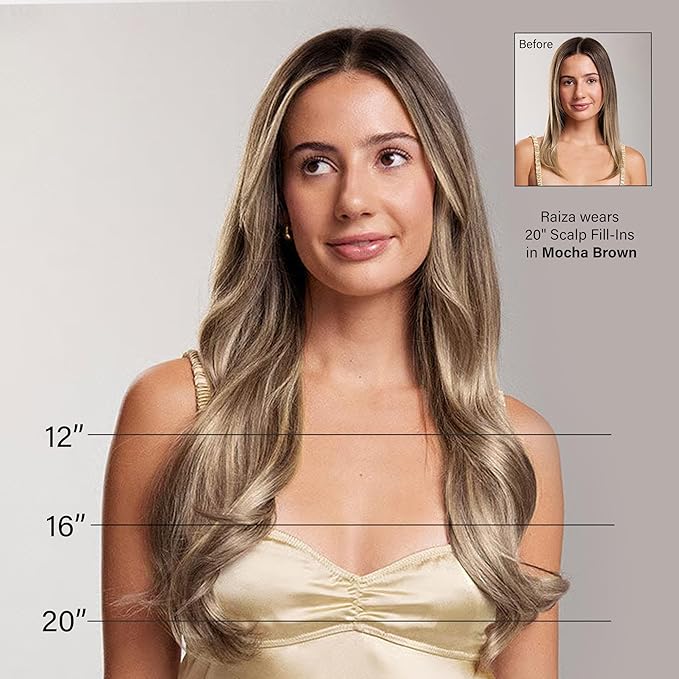Luxy 100% Remy Human Hair – Halo Clip-In Hair Extensions –Natural Looking Volume & Length - One-Piece - Easy 5-Min Application 140 grams 16" Dimensional Rooted Light Bronde