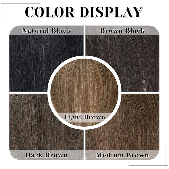 VERNA Hair Toppers for Women Real Human Hair 360°3D Cover Bangs Hair Clip,100% Real Human Medium Brown Clip in Bangs,Hairpieces for Daily Wear(5 * 9.5)