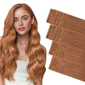 GOO GOO Invisi Edge Tape in Hair Extensions Human Hair, 330 Cinnamon Terra Copper 10pcs injected with 10pcs classical tape ins, 14inch 50g, Virgin Remy Hair, Natural Look