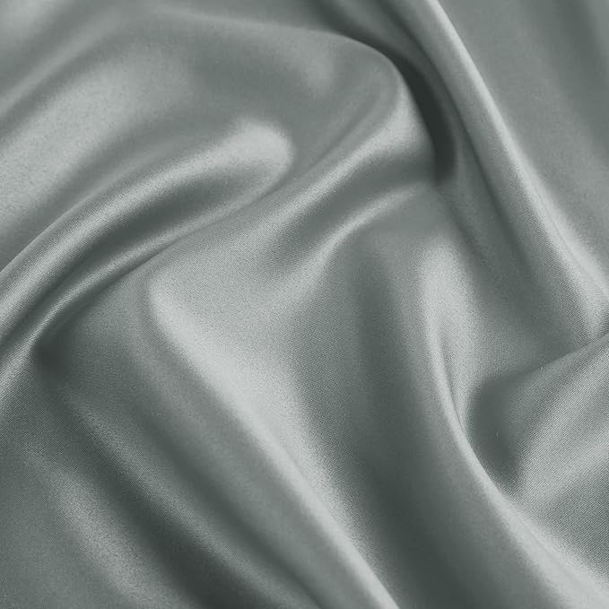 uxcell 2 Pack Silk Satin Pillowcase for Hair and Skin, Cool, Silky, Soft Breathable Pillow Cases King Size 20x36 Inch Sateen Pillowcase Grey with Envelope Closure