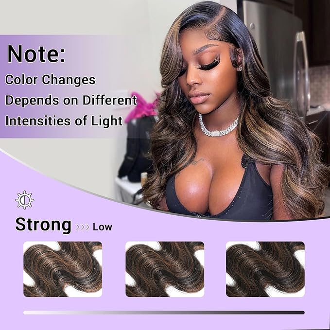 P1B/30 Body Wave Bundles Human Hair Highlight Brown Color Body Wave Bundle 100% Real Human Hair And True To Length 22 24 26 Inch 3 Pcs/Pack