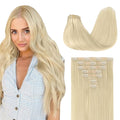 GOO GOO Clip in Hair Extensions Real Human Hair, Remy Human Hair Extensions Clip ins for Women, Natural Human Hair, 24inch 120g 7Pcs, 60A Platinum Blonde