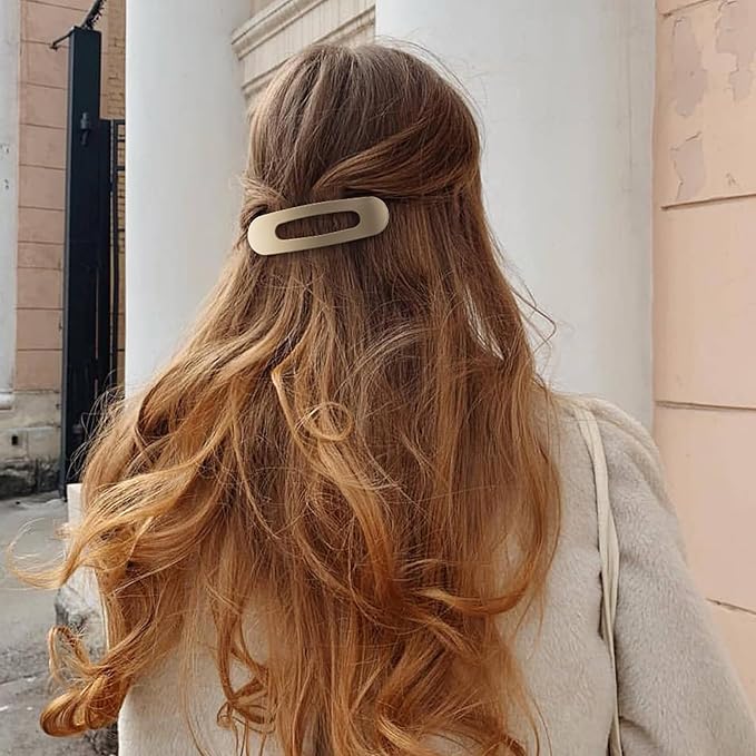 8 Pcs Large Lay Flat Claw Clips for Women French Side Slide Barrettes for Thin Fine Hair Rectangle Alligator Hair Accessories,Matte Coffee Khaki Brown Black