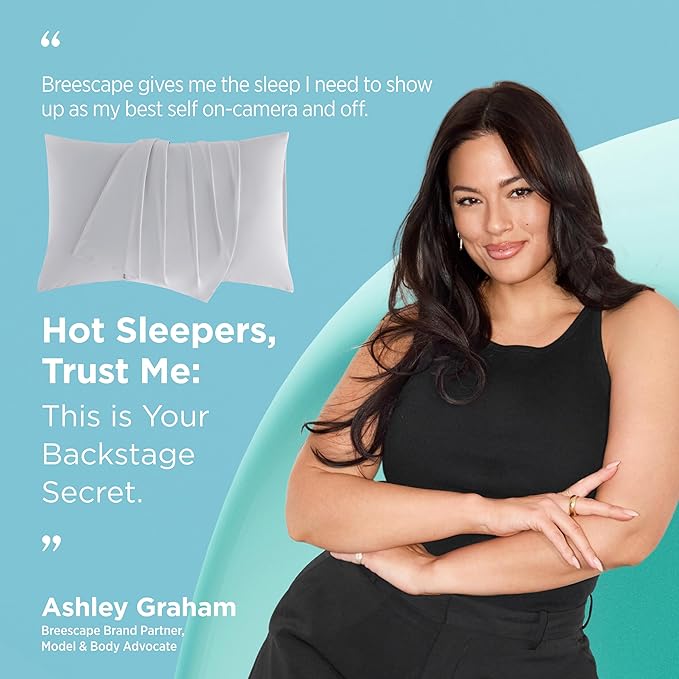 Breescape Cooling Pillow Cases Standard/Queen Size - BlendTek™ Dry & Cool Technology for Hot Sleepers and Night Sweats, 2 Pack Soft & Smooth Pillowcases for Hair & Skin Care, 20" x 30", Misty Gray