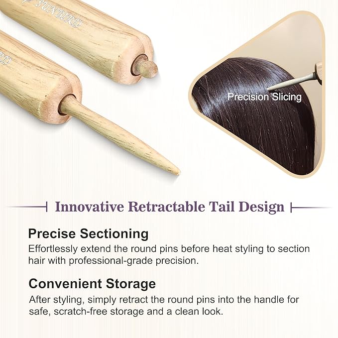 SUNBIRD Round Brush for Blow Drying - Wood Handle Professional Blowout Brush with Aluminium Ceramic Ionic Thermal Barrel for Smooth Hair, Volume & Heat Wave Curly Styling (Outer Diameter2.4Inch)