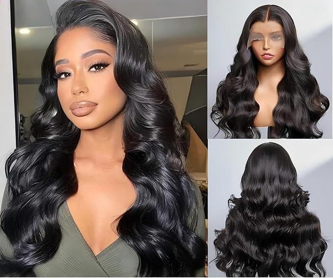 Real HD Lace Wig 13x6 Full Lace Frontal Wig 220% Density Body Wave HD Transparent Lace Front Wigs Virgin Human Hair Wigs Pre Plucked with Baby Hair 28 inch