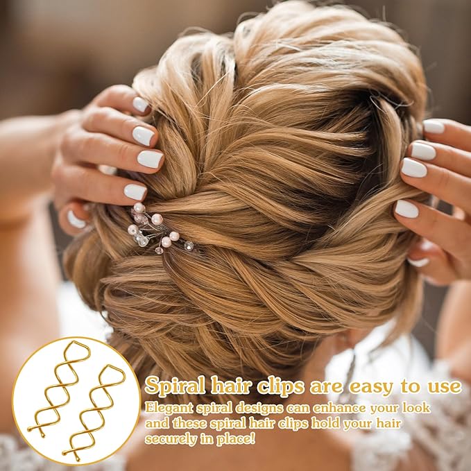 30 Pcs Spiral Hair Pins, Spin Pins for Hair, Alloy Spiral Bobby Pins, Bun Twist Spiral Hair Pins with Non-scratch Rounded Tips for Women Bun Hair Style (Gold)