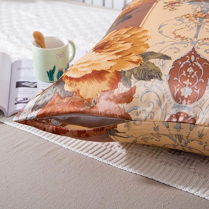 SLPBABY Silk Pillowcase for Hair and Skin with Hidden Zipper Print (Queen, Pattern18)