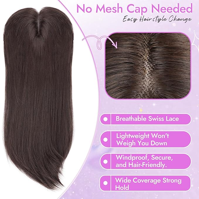 Hair Topper for Women Clip in Bangs – 18 Inch Medium Length Straight 360° Full Coverage Ginger,Synthetic Natural Looking Piece for Thinning Hair