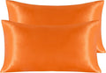 NTBAY 2 Pack Satin King Pillowcases for Hair and Skin, Luxurious and Silky Pillow Cases with Envelope Closure, 20x36 Inches, Orange
