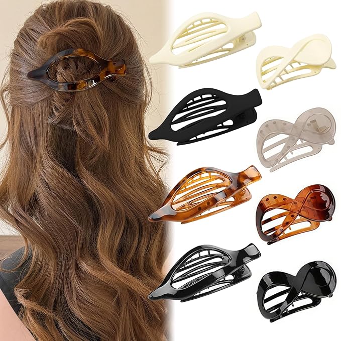 8PCS French Flat Hair Clips for Women Duckbill Hair Clips for Thick& Thin Hair Fashion Leopard Print Hair Claws 2 Styles