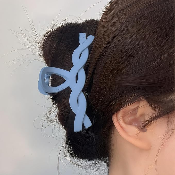 12 Pcs Claw Clips, Multi-Shapes Hair Clips for Women Girls, Non-Slip Large Jaw Claw Clips for Thick Thin Curly Hair Accessories (Blue + Pink)