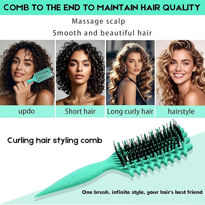 Curly Hair Brush Candybrush Curl Defining Brush for Detangling Shaping and Defining Curls for Women, Men, Wet & Dry Hair (Green)