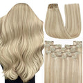 YoungSee 150G Blonde Clip in Hair Extensions Human Hair Ash Blonde Clip in Extensions Real Human Hair Warm Ash Blonde Highlights Hair Extensions Clip ins Ease of Use 20In 7Pcs