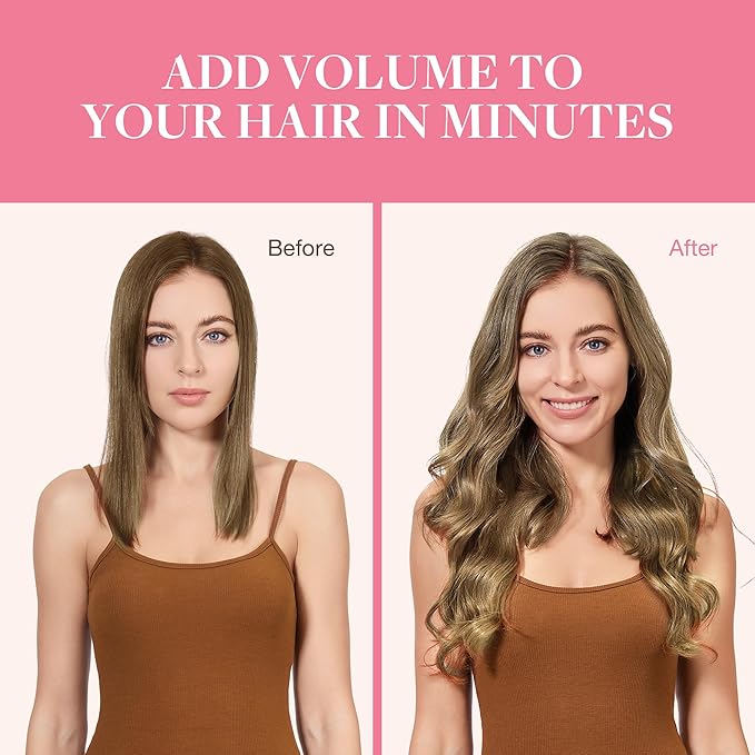 GOO GOO Clip in Hair Extensions Real Human Hair, Remy Human Hair Extensions Clip ins for Women, Natural Human Hair, 22inch 150g 9Pcs, 7 Bronde