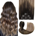 Pro2.0 Remy Clip in Extensions Real Human Hair Color #2/6/18 Dark Brown to Dirty Blonde Remy Clip in Hair Extensions Real Human Hair 18inch 120g Thick 7pcs Double Weft（#2/6/18-18inch）
