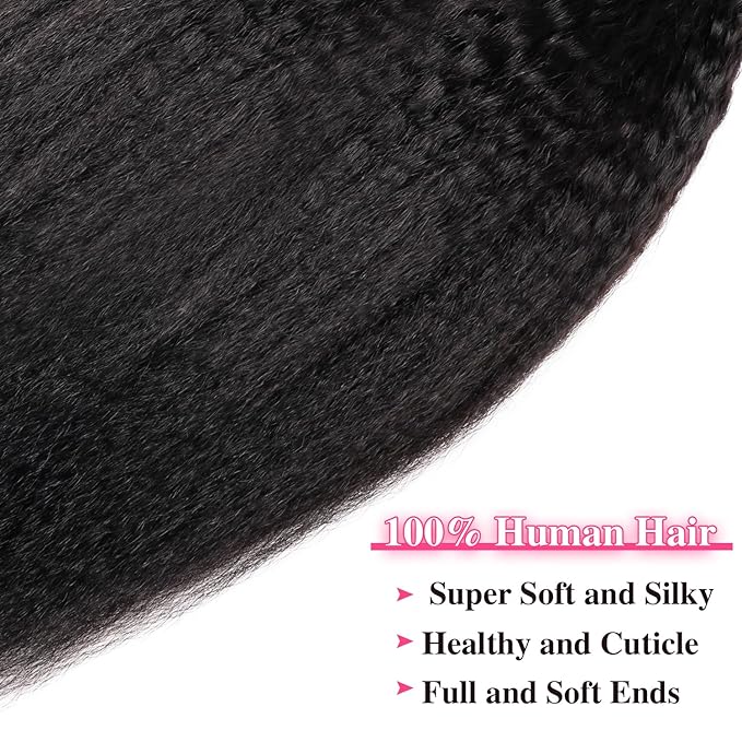 Seamless Kinky Straight Clip In Hair Extensions Invisible PU Weft Kinky Straight Clip Ins Human Hair Extensions 8pcs with 18Clips Per Set 120g(20inch,Natural Black)