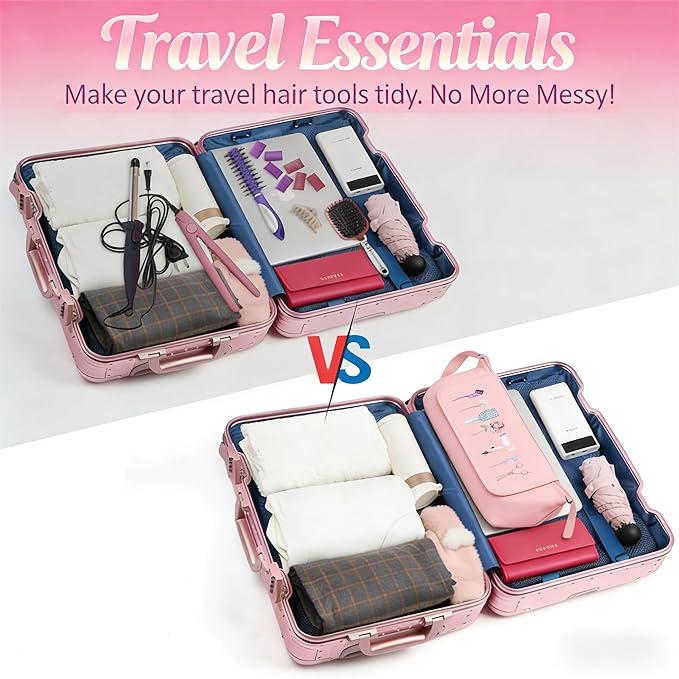 Hair Tools Travel Bag with Heat Resistant Mat, 2-in-1 Hot Hair Tools Organizer for Curling Flat Irons Straighteners Hair Dryer, Styling Tools Storage Bag Portable Travel Case for Women & Stylists