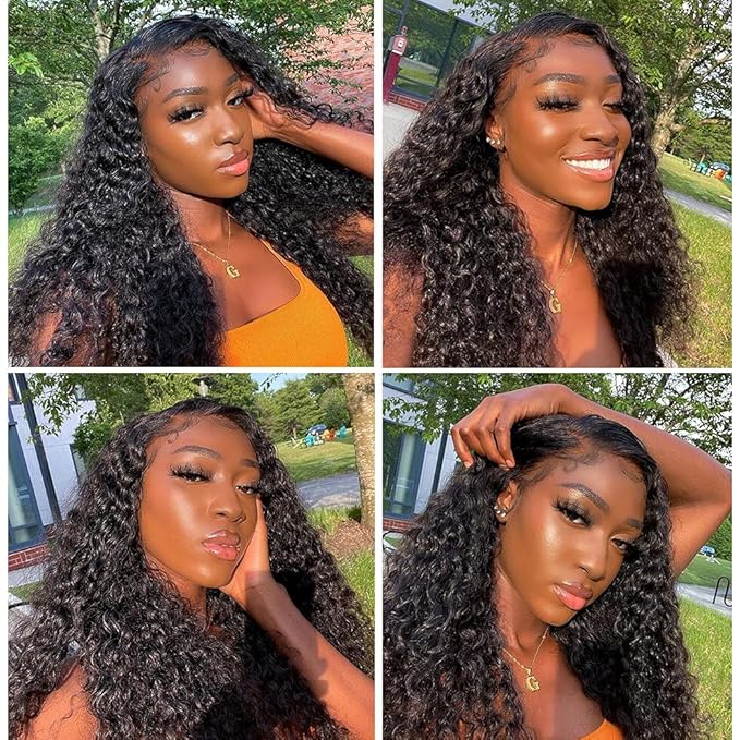 bangjazz Lace Front Wigs Human Hair Water Wave Wig 180% Density Brazilian Virgin Hair Pre Plucked with Baby Hair Wigs for Black Women Deep Water Wig 16 Inch Natural Color (16 Inch,Water Wave Wigs)