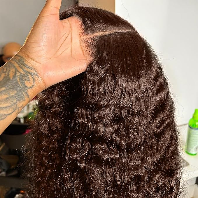 250% Density SKINLIKE Real HD Lace Wig, 13x6 Full Frontal 0.10mm Ultra-thin HD Lace Front Wigs Human Hair Pre-Plucked Bleached Knots Invisible Lace Chocolate Brown Deep Wave Human Hair Wigs 22 Inch