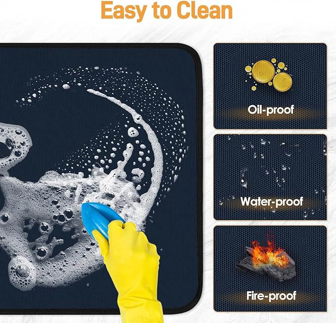 Heat Resistant Mat for Air Fryer, 15 x 18in Heat Resistant Mat for Countertop, Fireproof Silicone Countertop Protector Appliance Slider for Air Fryer, Coffee Maker, Toaster, Oven - Blue