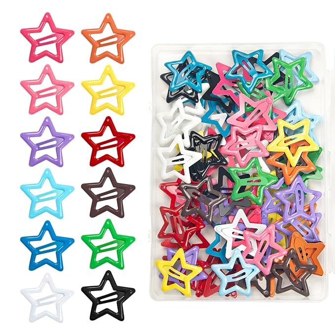 64 Pcs Metal Snap Hair Clips for Women,Small Snap Barrettes for Women Girls Thick Fine Hair (Random 12 Colors)