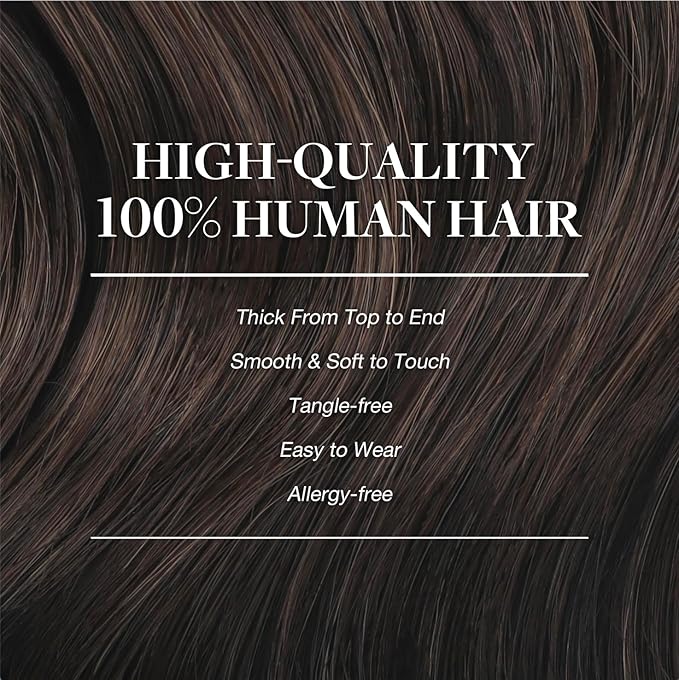 GOO GOO Clip in Hair Extensions Real Human Hair, Remy Human Hair Extensions Clip ins for Women, Natural Human Hair, 24inch 150g 9Pcs, #2 Dark Brown