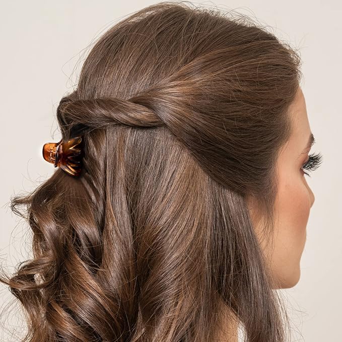 YOHAMA 10 pcs Hair Clips Medium Small 1.57 Inch Octopus Hair Clips Brown 4cm Medium Jaw Clips Durable Strong Grip for Women Girls Thick Hair.