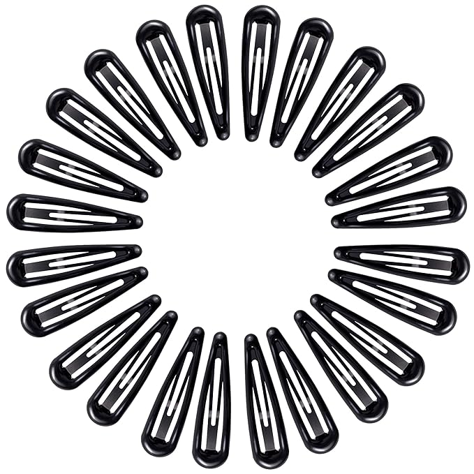 24 PCS 2.36 In Metal Snap Hair Barrettes For Women Water Drop Shape Hair Clips For Thick Thin Fine Hair,Bright Black