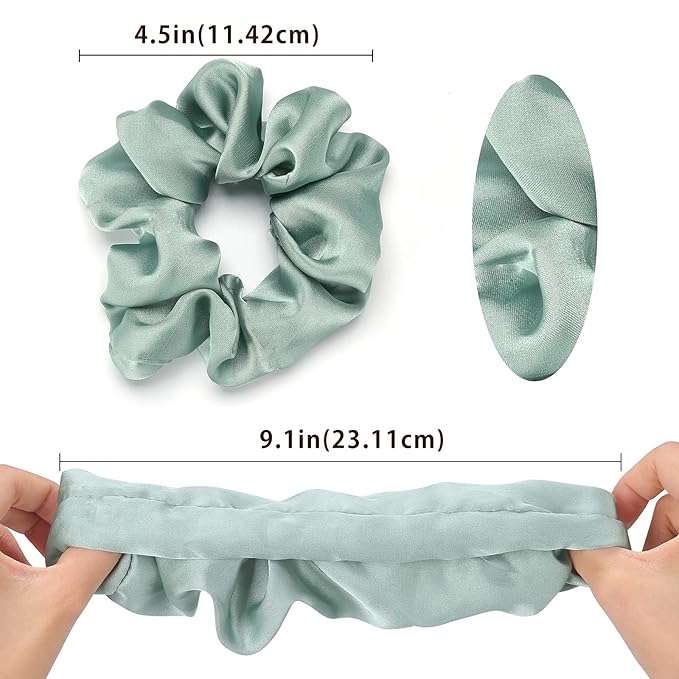 Lolalet Scrunchies for Women, Satin Hair Softer Than Silk Ties Sleep, Big Scrunchy Ponytail Holder with Elastic Bands Girls Thick Thin Curly -6 Pack, Style B
