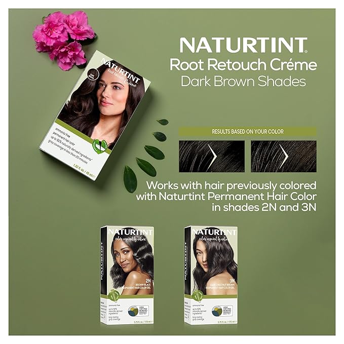Naturtint Dark Brown Root Retouch Crème Permanent Hair Color - Ammonia Free, Conceal Grays, No Artificial Scent, 1.52 Fl Oz
